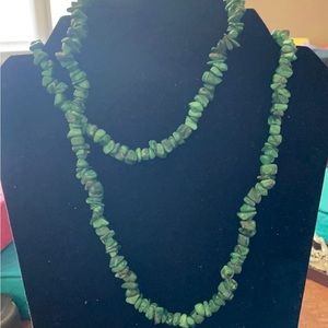 Green Malachite stone extra long necklace